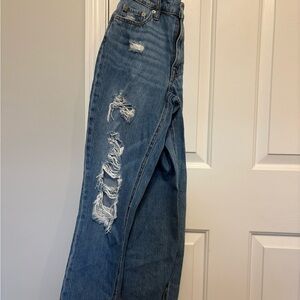 Aeropostale Blue Distressed Straight Leg Jeans